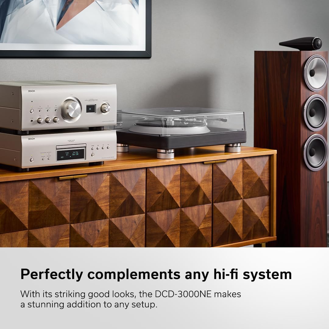 Denon DCD-3000NE CD/DVD-R/RW/SACD Player, High-Performance 384kHz/32-bit DAC, 7th Gen Ultra AL32 Processing, Supports DSD, MP3, WMA, AAC, WAV, FLAC, ALAC, & AIFF Files, Pure Direct Mode, Silver