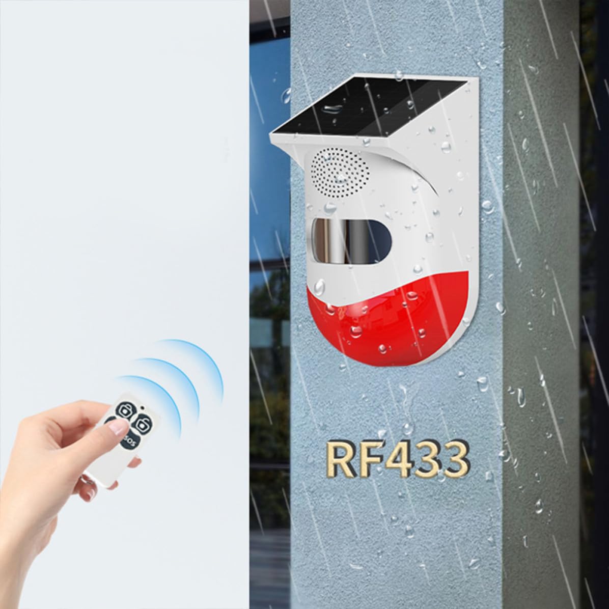 Sensore Allarme Esterno a Infrarossi Ip67 Rosso in Abs | Solare, senza Cablaggio, per Porta e Finestra, Protezione per Esterni, 1 Pezzo