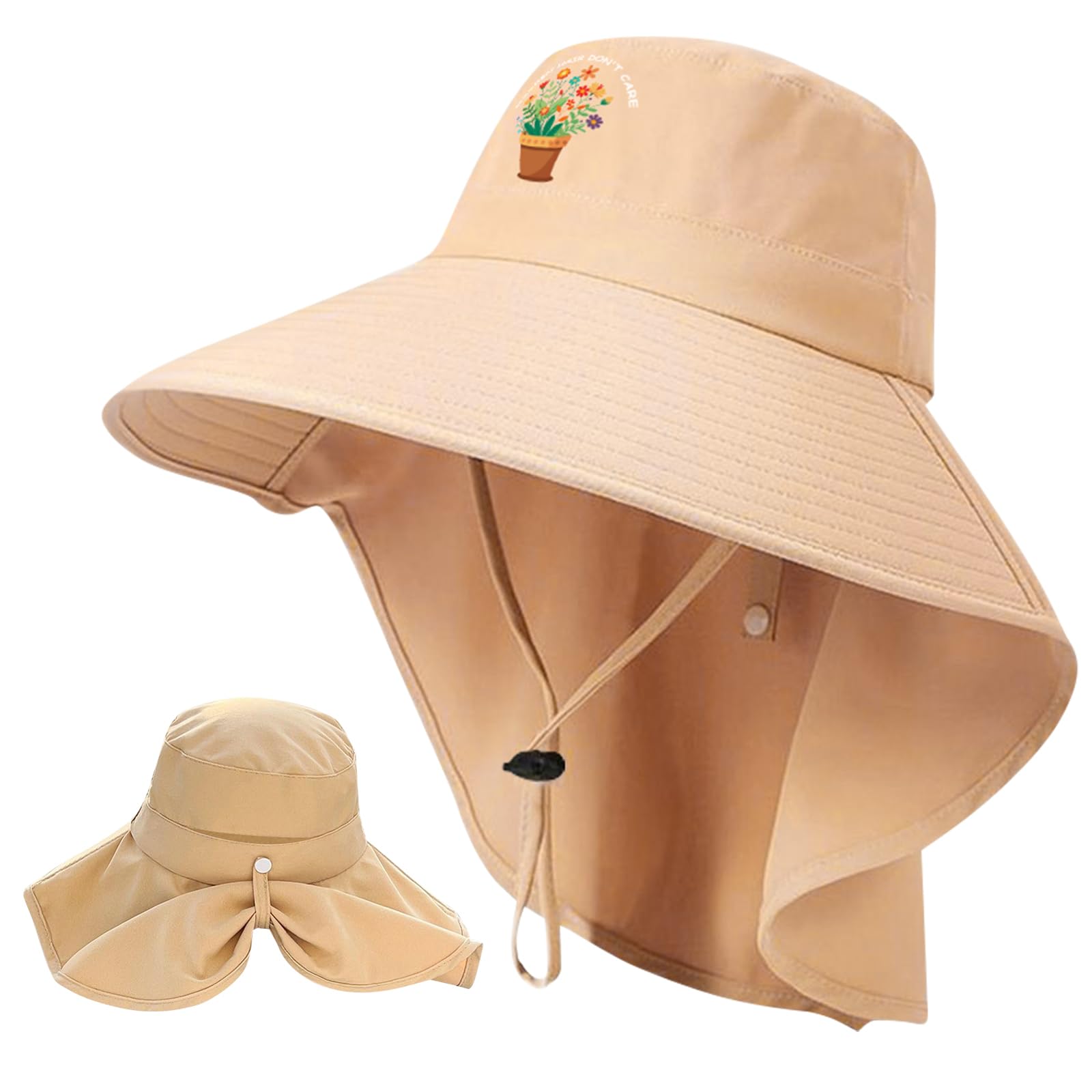 Garden Hair Don't Care Hats for Women Sun UV Protection Wide Brim Sun Hat with Neck Flap for Gardening, Fishing, Beach, Hiking, Outdoors, Summer