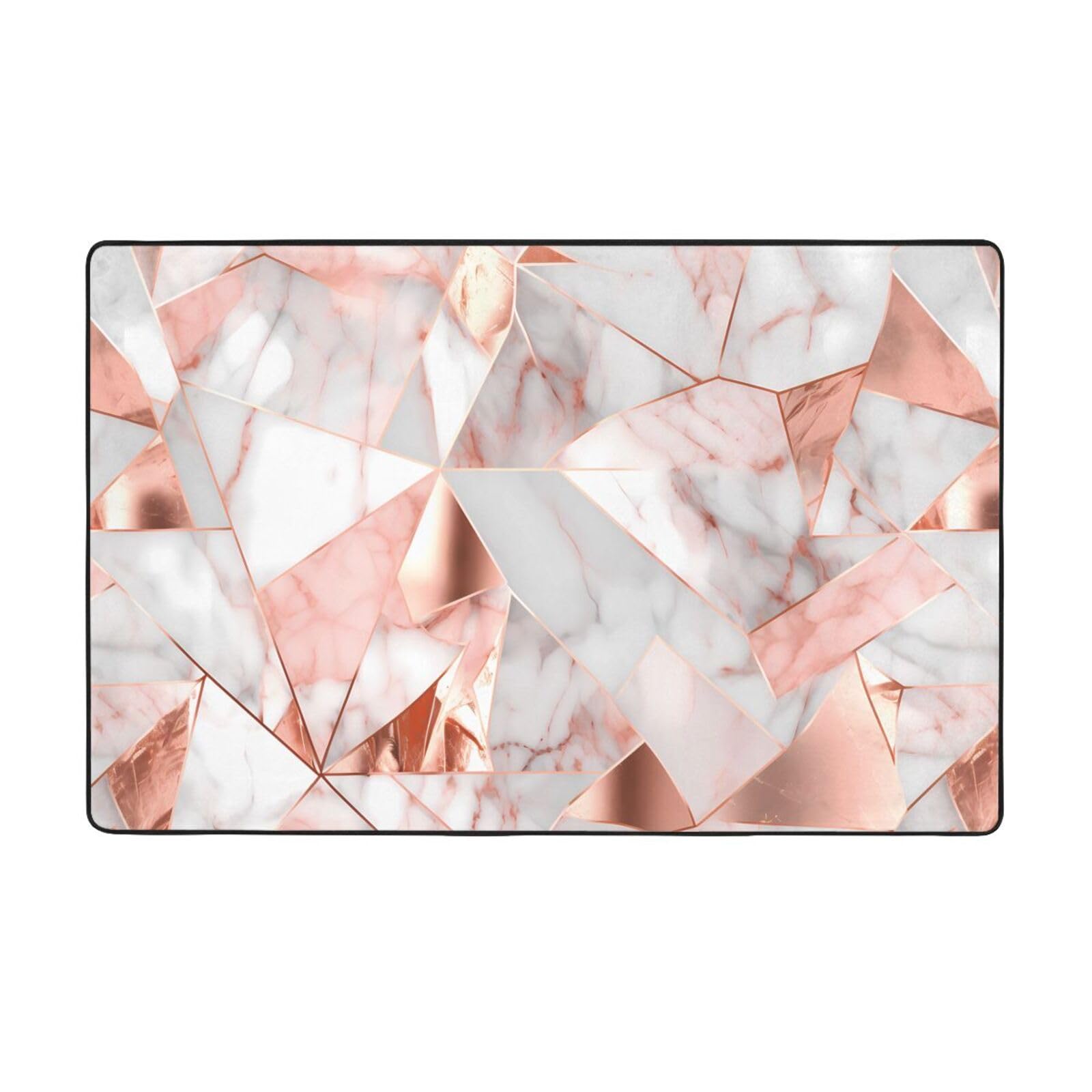 Tapis marbre or rose 152x99 cm en velours fin de qualité