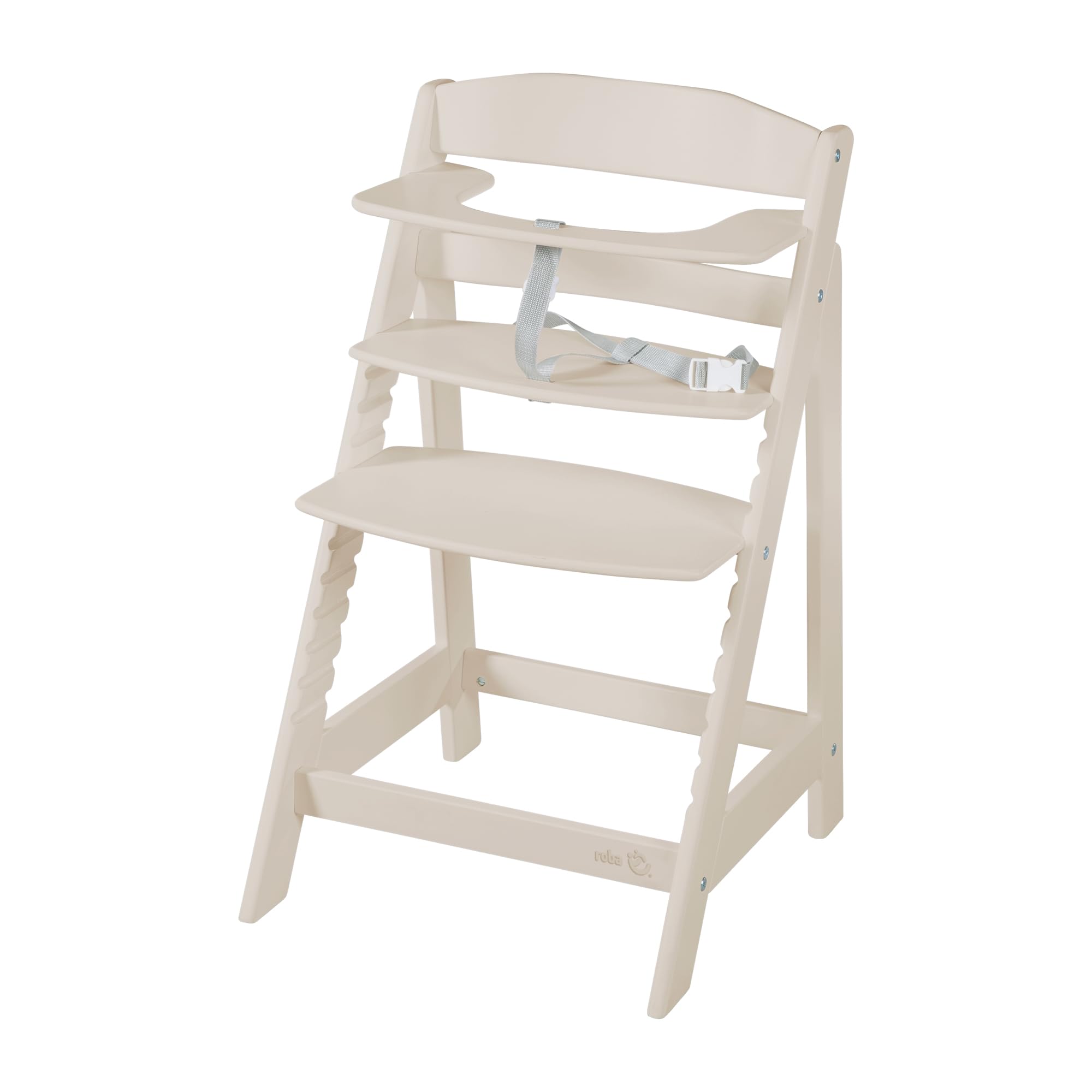 roba Seggiolone Pappa per Bambini e Neonati Sit Up Flex - Evolutivo - dalla Nascita fino alla Fanciullezza - Robusto ed Ergonomico - Legno Laccato - Beige/Cashmere