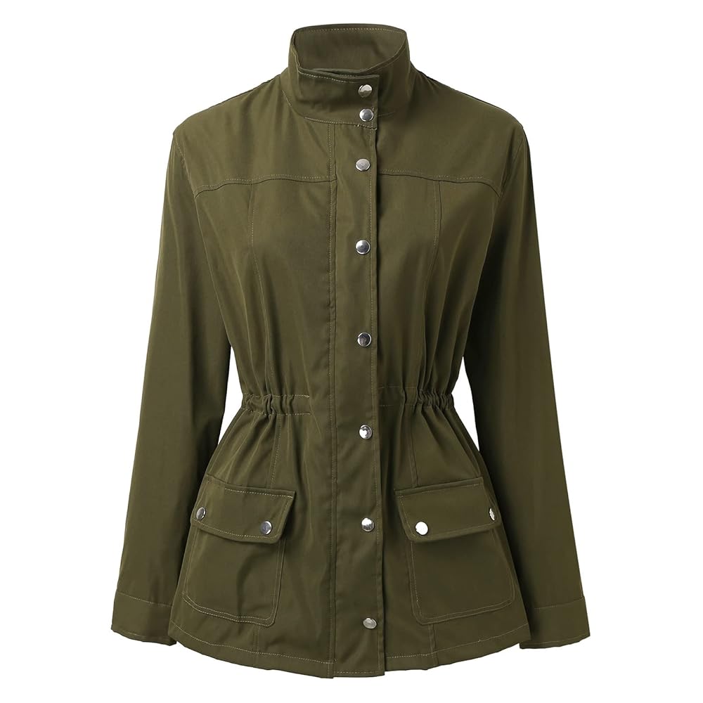 Giacca Militare Donna Primavera/Autunno - Parka In Cotone Con Tasche E Cerniera