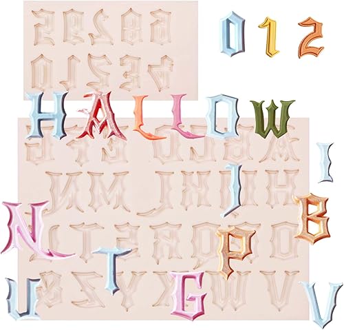 Moldes de fondant con letras del alfabeto, (paquete de 2) de silicona fina para chocolate, decoración de pasteles, dulces, pasta de goma,