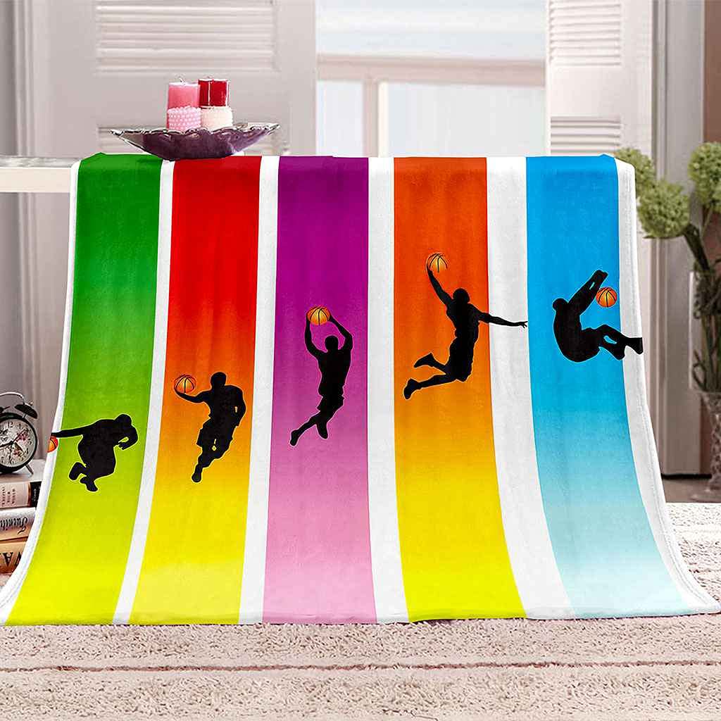Couverture polaire flanelle pour canapé et chambre motif basket 3D
