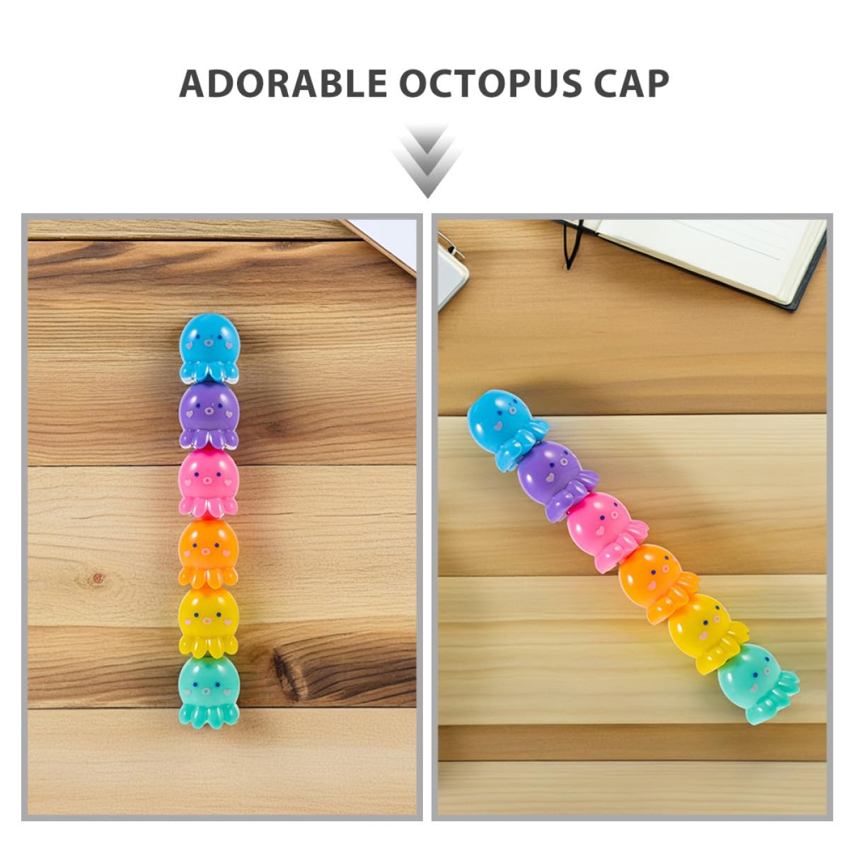 2 Set Mini Evidenziatori Fluorescenti Polpo Penne Impilabili Colorate per Scuola e Ufficio Design Portatile e Sicuro per e Scrittura