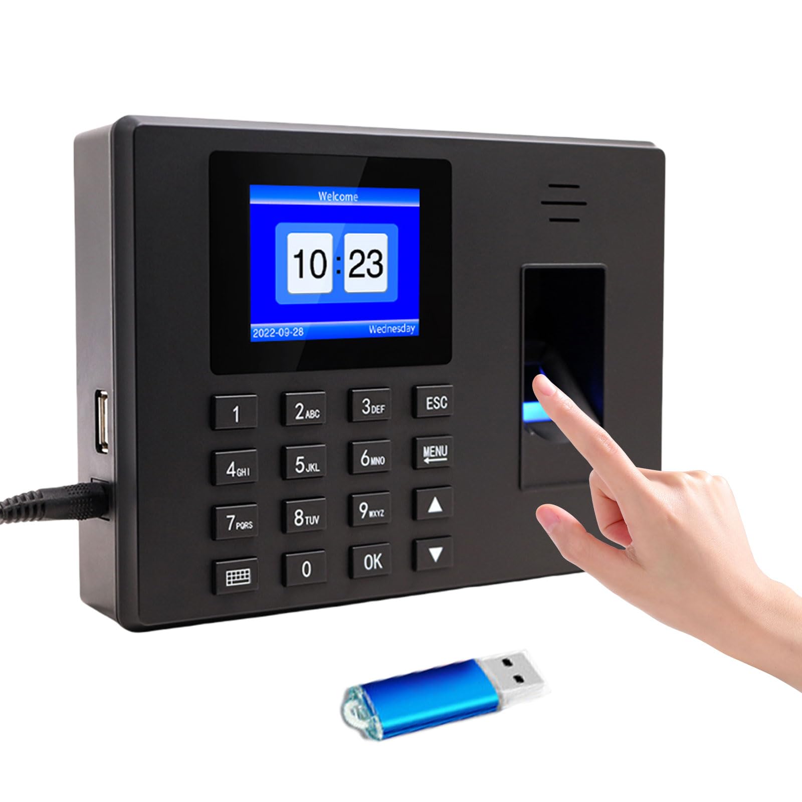 Registro de tiempo para pequeñas empresas, reloj de sello de huellas dactilares, registro del tiempo de trabajo para pequeñas empresas, 1000 empleados, cálculo automático de horas, sin red, 0 cuotas
