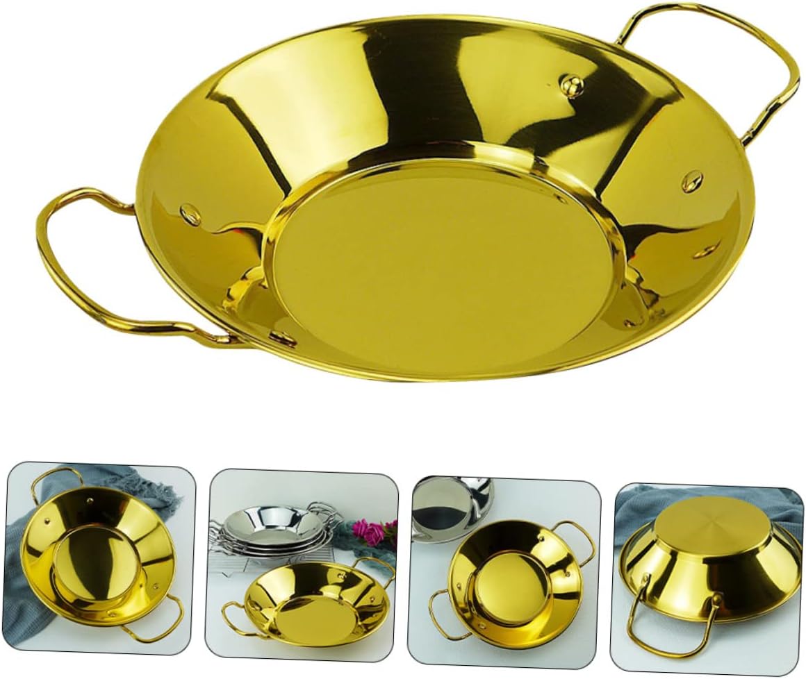 Stainless Steel Dry Pot Seafood Cooking Pot with Handle Flat Bottom