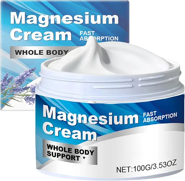 Magnesium Cream for Muscle Aches & Relaxation – Soothing Nighttime Sleep Rub for Back, Legs & Feet Circulation, Hydrating Lotion with Lavender Oil and Glycerin – 3.53 oz