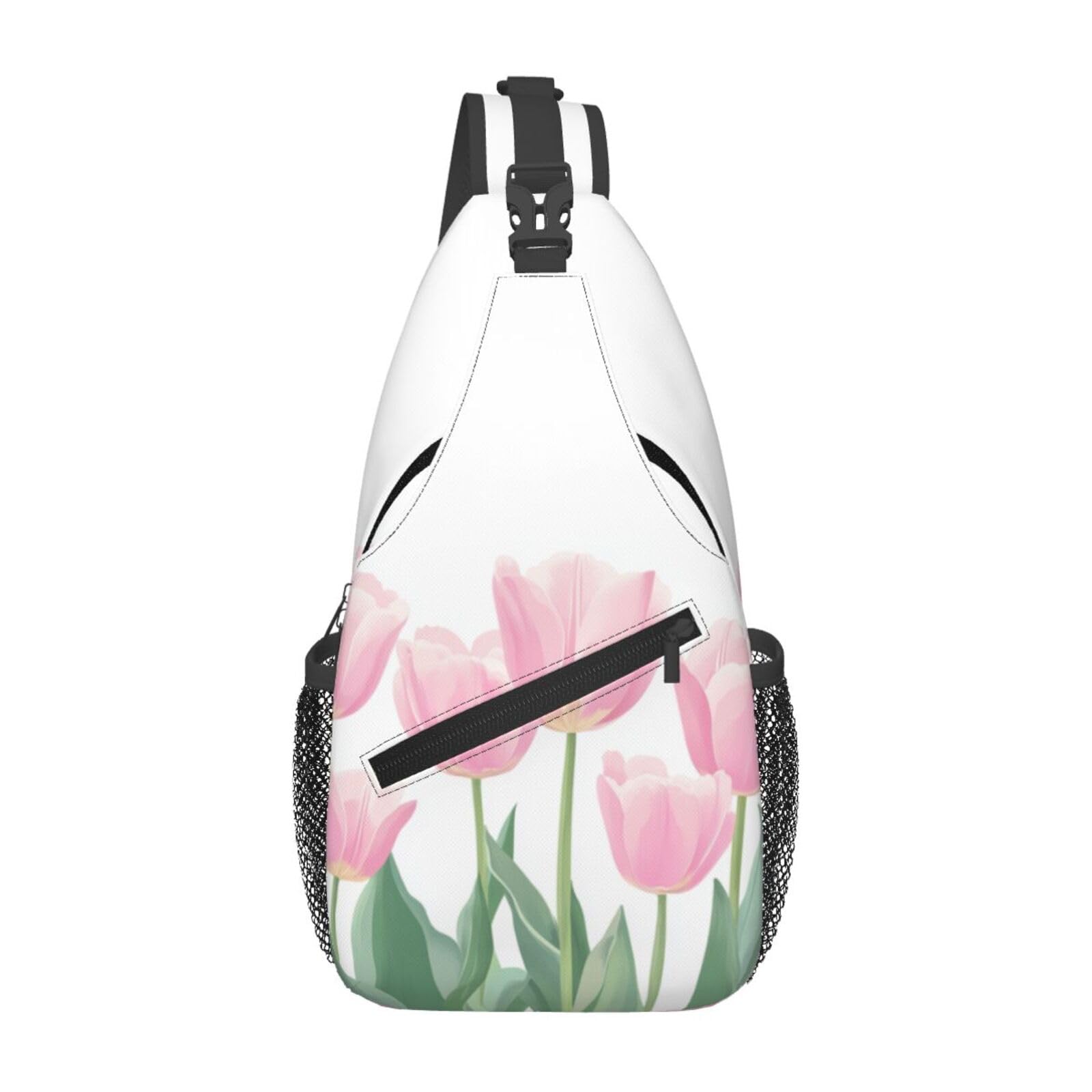 SUPLUCHOM Sling Bag Tulip Flower Hiking Daypack Crossbody Shoulder Backpack Travel Chest Pack for Men Women