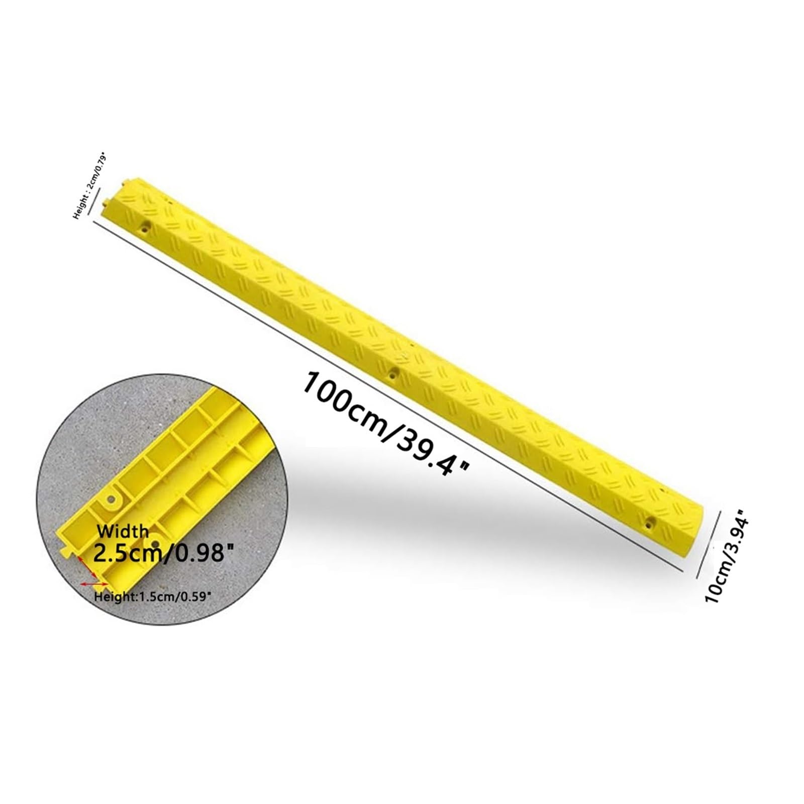 Copertura Gialla per Cavi da Pavimento – Lunghezza 39,4 Pollici, Protezione per Cavi A 1 Canale – Rampa in Gomma per Uso Interno Ed Esterno.Yellow1-1 Channel