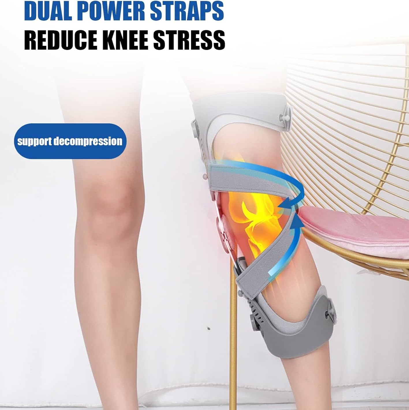 Soporte De Rodilla, Inmovilizador De Rodilla con Bisagras Flexibles, Estabilizador De Soporte De Rodilla Ajustable, para Aliviar El Dolor De Rodilla, Artritis, Lesiones De Ligamentos