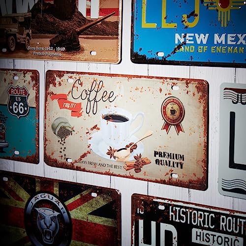Image of Coffee PQ Multipurpose Metal Signs - License Wall Plate, Decorative Car Tag - Ideal for Cafe, Restaurant, Shop, Home, Hotel, Club, Office, Living Area - Design Plaque