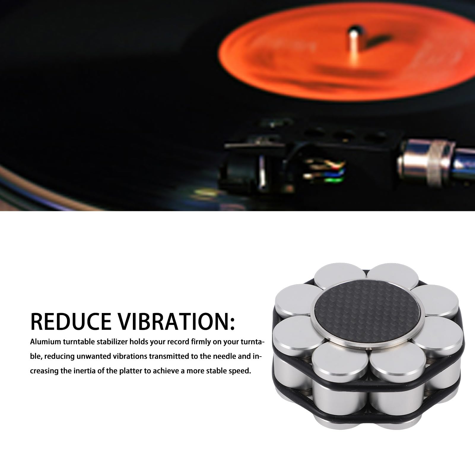 Estabilizador Universal de Peso para Discos de aleación de Aluminio, Abrazadera para Tocadiscos de Vinilo HiFi, estabilizador de Disco para giradiscos Que Reduce Las Vibraciones,