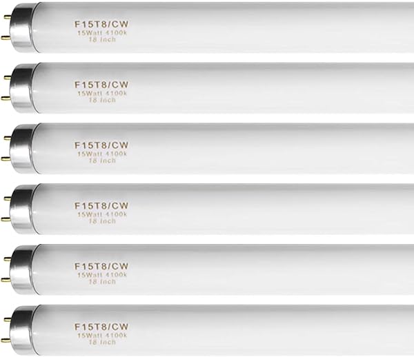 Konideke 18 Inch F15T8/CW T8 15W Fluorescent Light Bulb Cool White, F15T8/SP41 Replacement Bulb for Garage, Office, Kitc