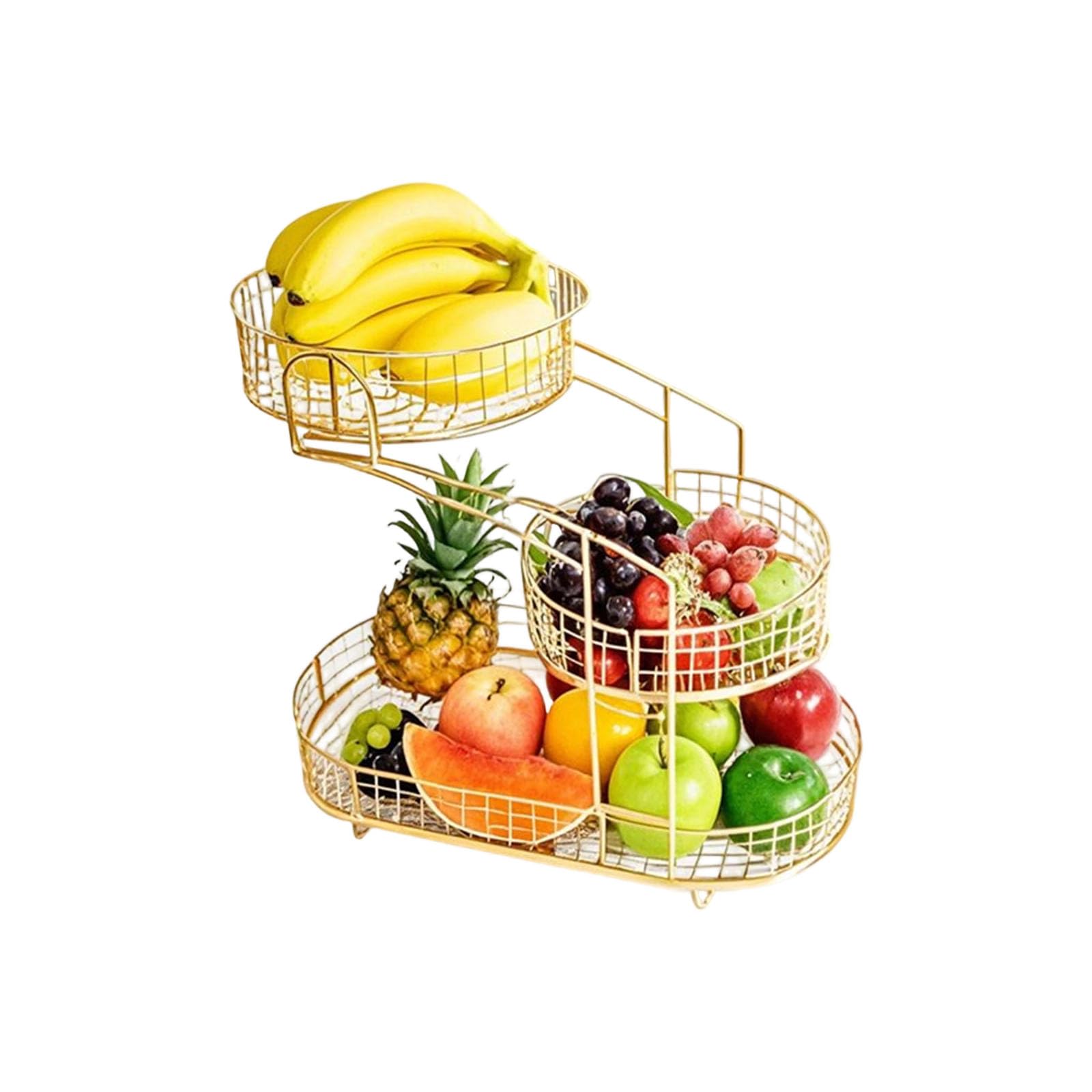 Sturdy Iron 3 Tiers Fruit Tray Removable Layer Fruit Display Stand for Easy Assembly Ideal for Home and Party Use Basket