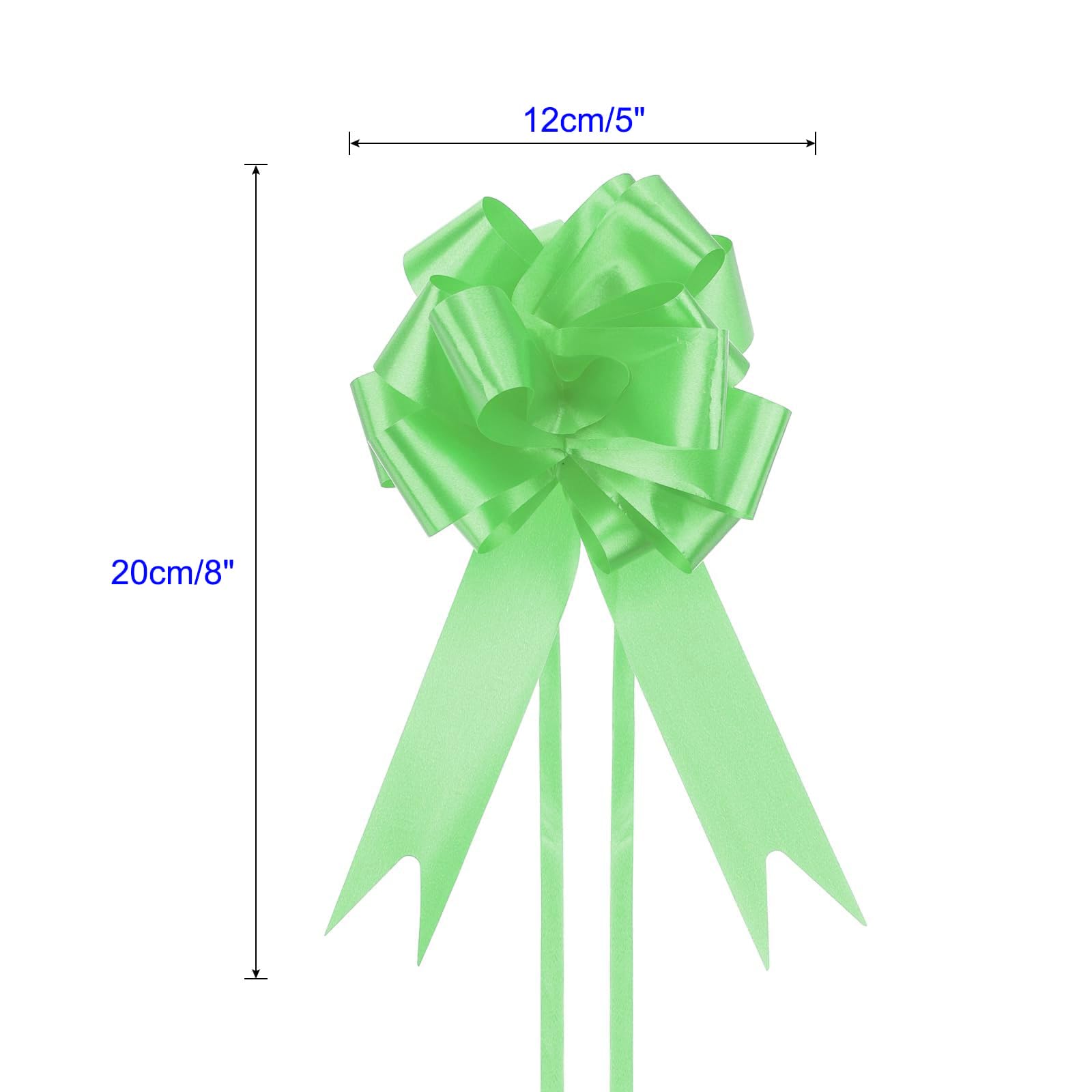 Unifizz 20pcs 5 Inch Light Green Pull Bow Big Gift Bows Solid Color Plastic Flower for Wedding Car Baskets Presents Christmas Party Decoration - Image 2
