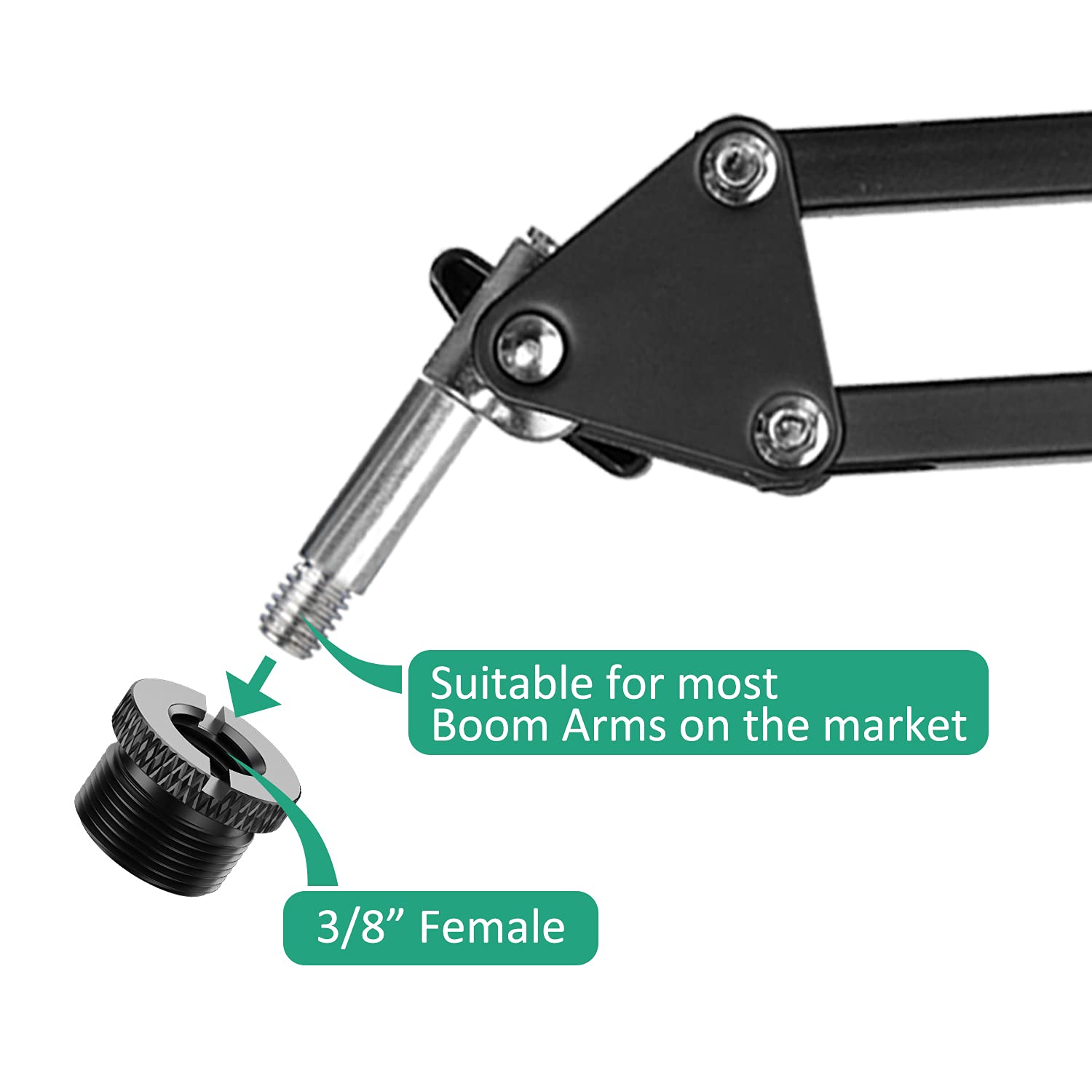 2 Pièces Vis Adaptateur 3/8 Femelle à 5/8 Mâle pour Pied de Micro, Filetage De Vis Adaptateur de Support de Micro pour Blue Yeti, Yeti Pro Support de Microphone, Caméra, Trépied