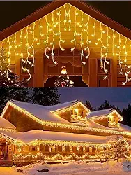 Cascata 400 leds Com conector M/f Multifunção ou Luz fixa 10 metros (8 Funções, Branco Quente 110v)