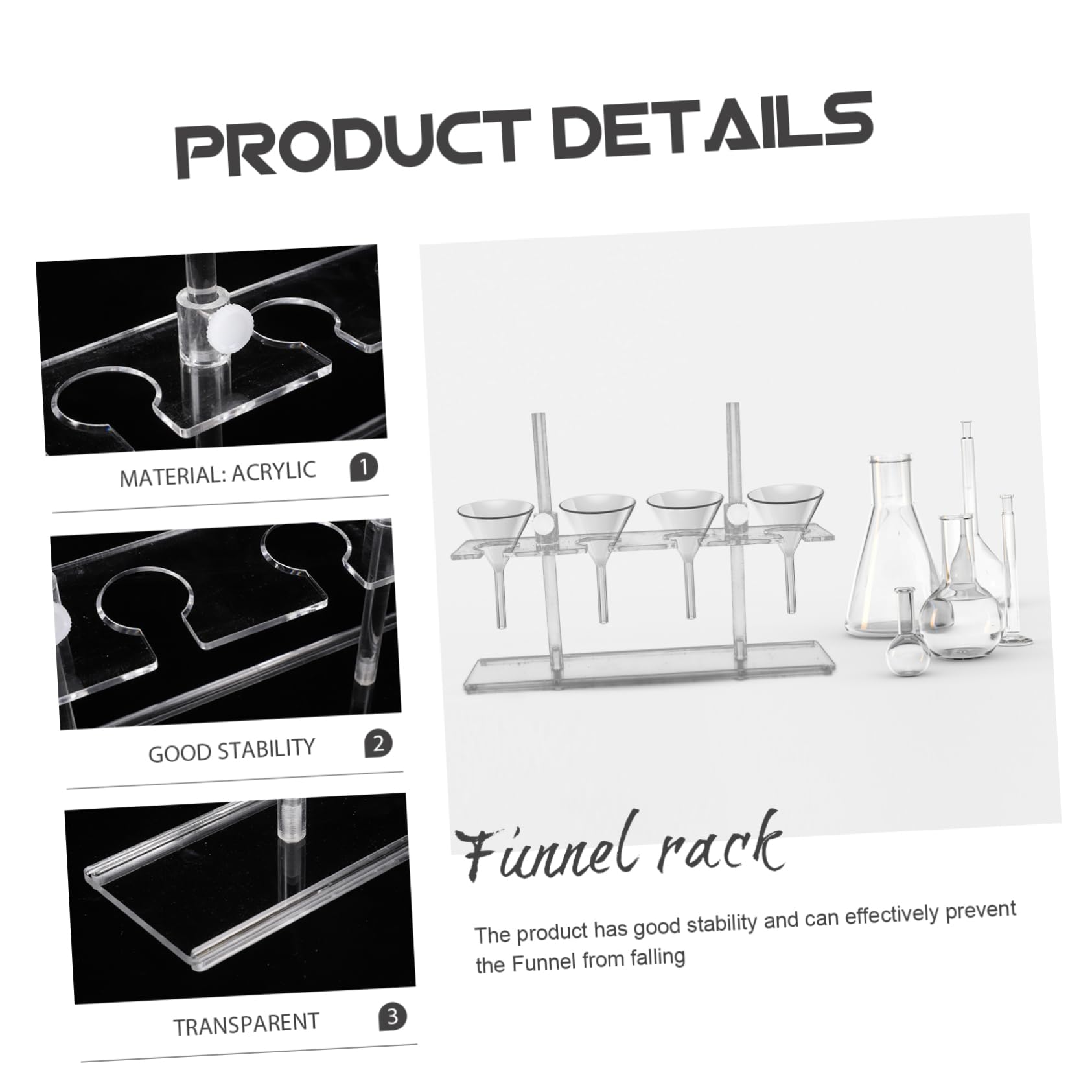 KICHOUSE Labor Trichterständer 4 Loch 250 Ml Aus Acryl Stabiler Trichterhalter Für Schullabor Und Laborbedarf