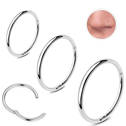 Nose Rings Studs: 8Pcs 20G/18G Gold/Silver 316L Surgical Stainless Steel Nose Studs Hypoallergenic Corkscrew Nose Piercing Stud Jewelry for Women Men Clear Cubic Zirconia Imitation Diamond Top Size 1.5mm 2mm 2.5mm 3mm