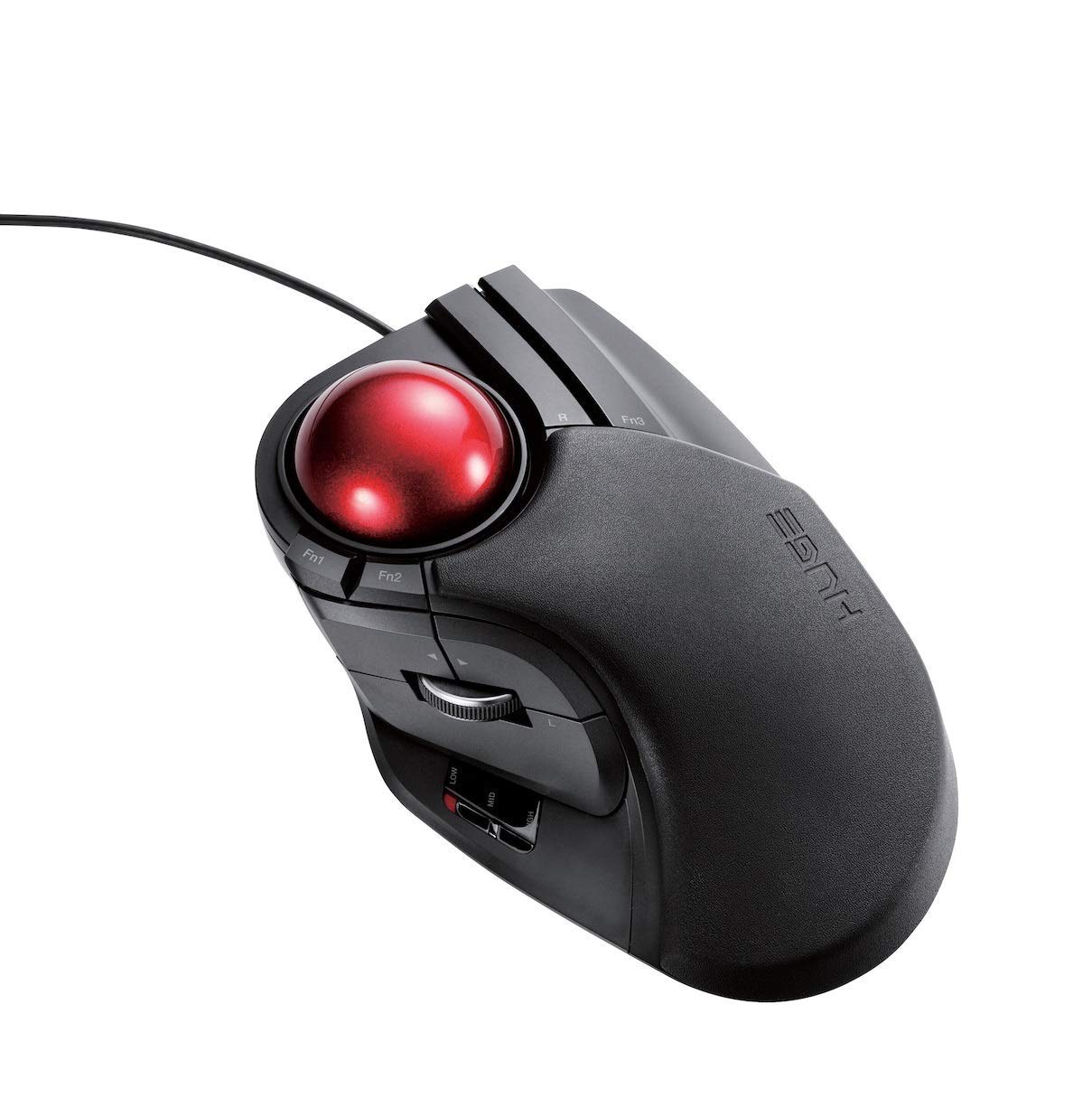 ELECOM Wired Finger-operated Large size Trackball Mouse 8-Button Function with Smooth Tracking, Prec