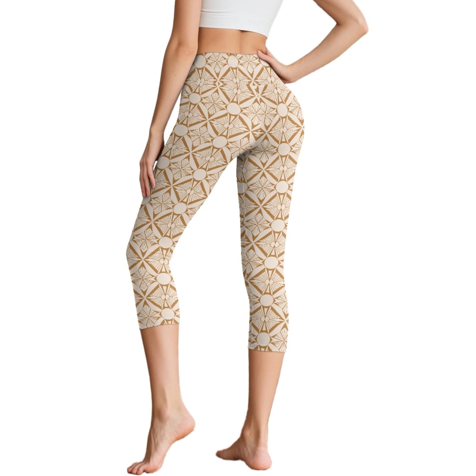 Amzbeauty Leggings capri de longitud 3/4 para mujer, leggings cortos de cintura alta, pantalones deportivos suaves con bolsillos para mujer