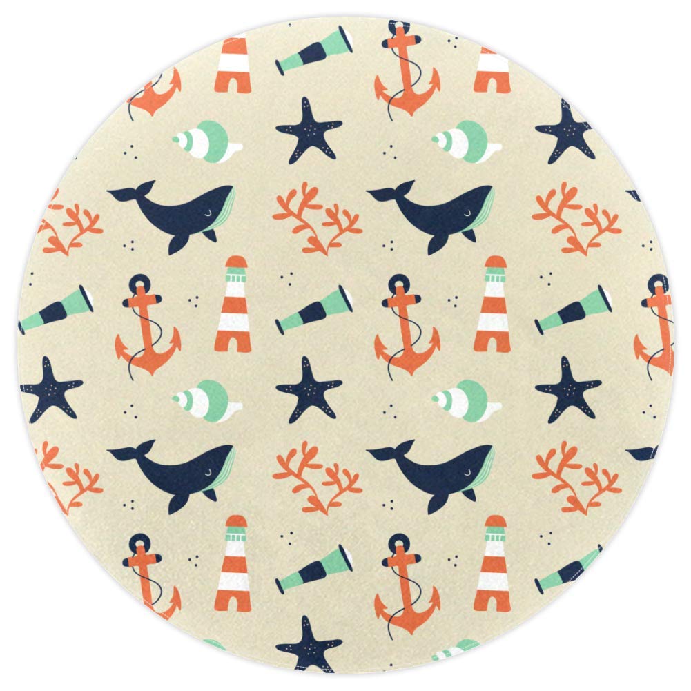Tapis rond dauphin pour chambre et salle de jeux enfant 120cm