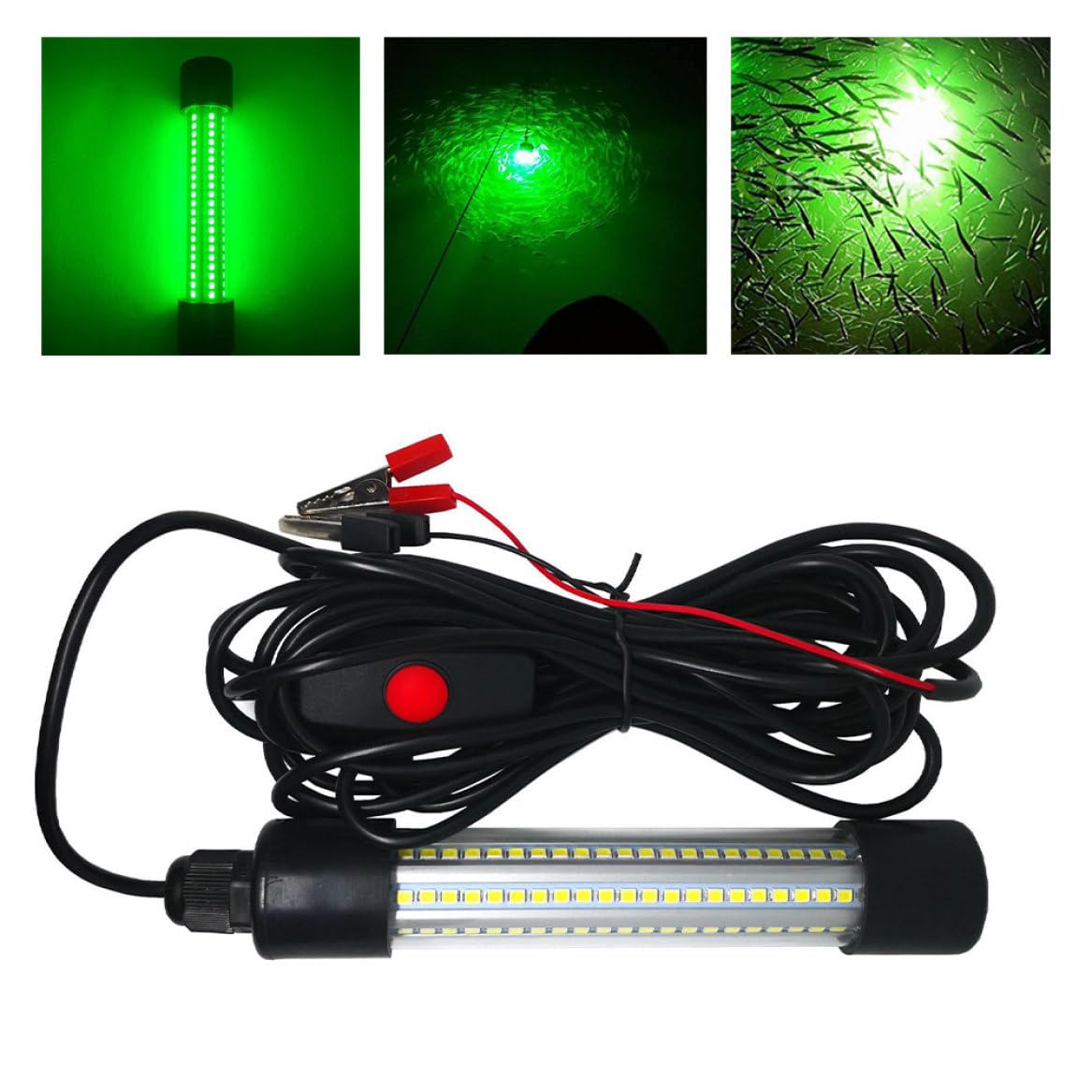 Lámpara de Pesca LED Sumergible IP68 DC/AC12-24V Verde Impermeable