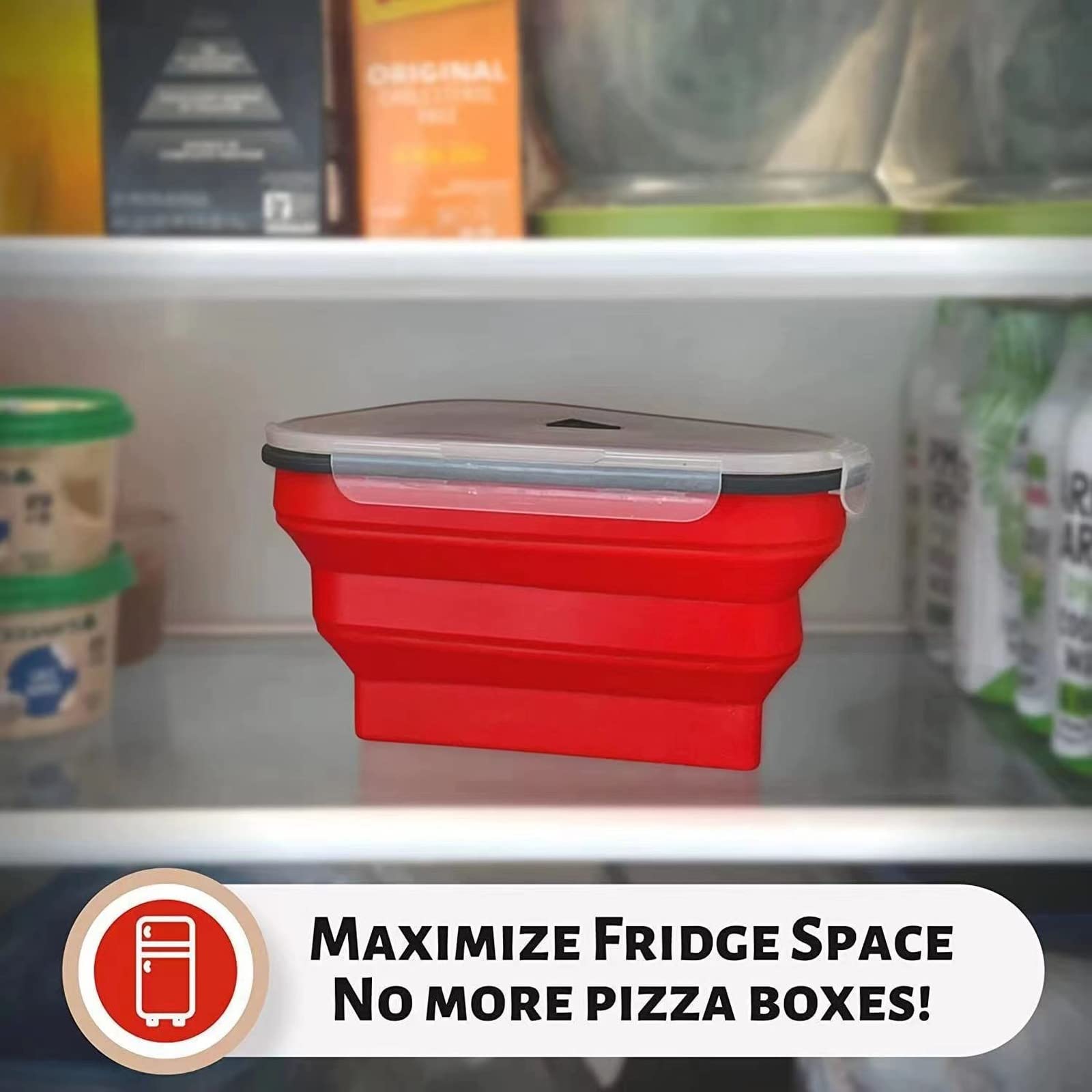 Boîte à Pizza En Silicone Pliable Réutilisable – Boîte Pizza Triangulaire Chauffable Micro-ondes, Bento Écologique 26x19x4 Cm