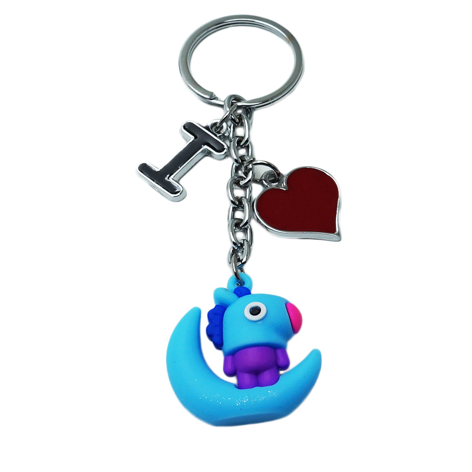 201 Blue Color Metal Keychain with I Luv U Engraving - Stylish and Durable Accessory For Cars/Bike-image-38