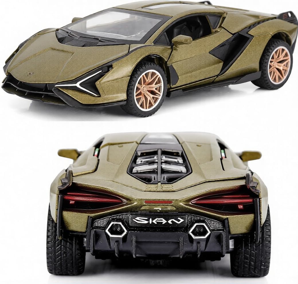 Sky Tech® Lamborghini Sian Toy Car 1:32 Exclusive Alloy Metal Pull Back Die-cast Car Diecast Metal Pullback Toy car with Openable Doors & Light, Music Boys Gifts Toys for Kids【Colors as Per Stock】-image-27