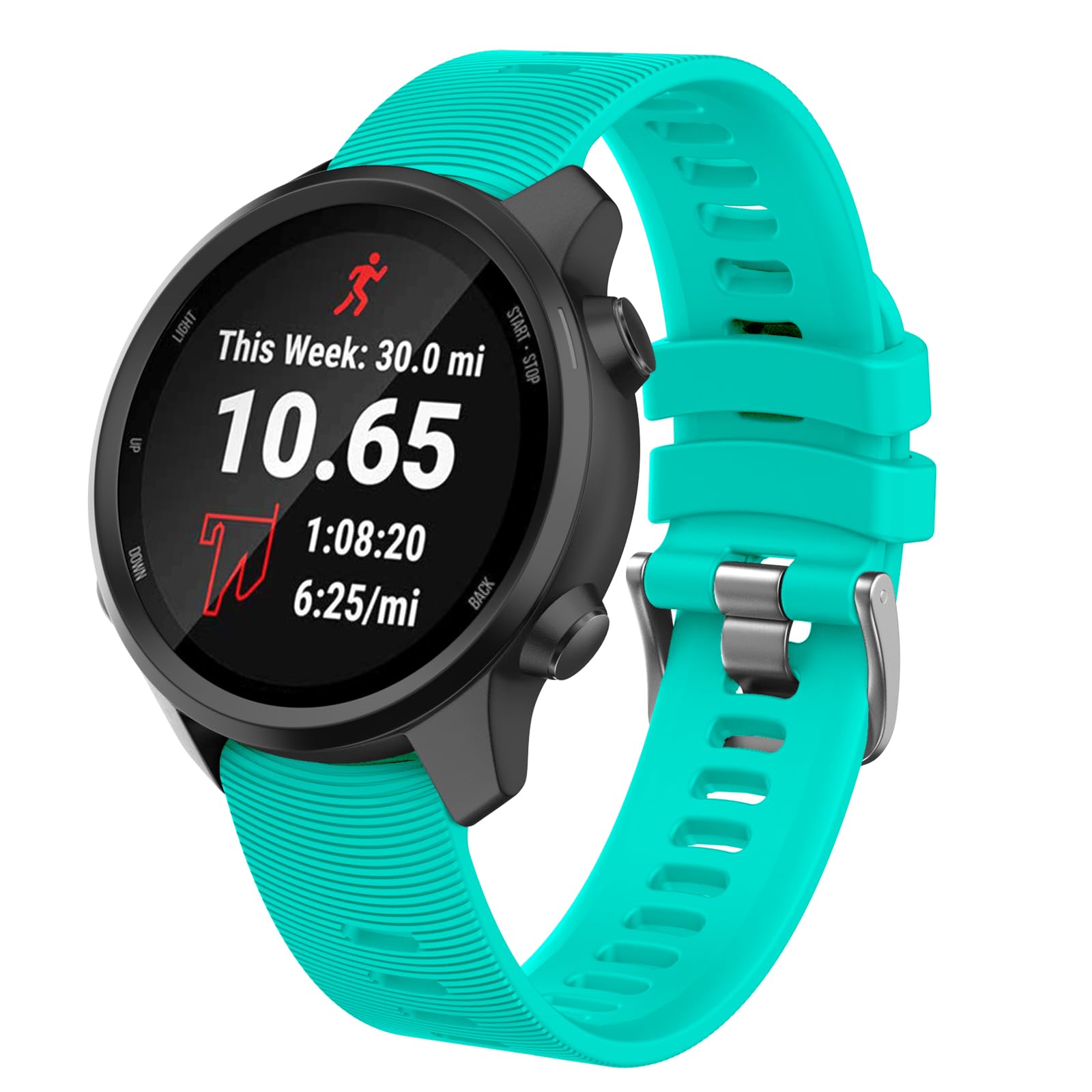 Isabake Soft Silicone Replacement Strap for Garmin Forerunner 245/245 Music Band, 20mm Comfortable Wristbands Arm Bands for Vivoactive 3 Music Vívomove HR Forerunner 645 Music Fenix 6 (Blue)-image-35