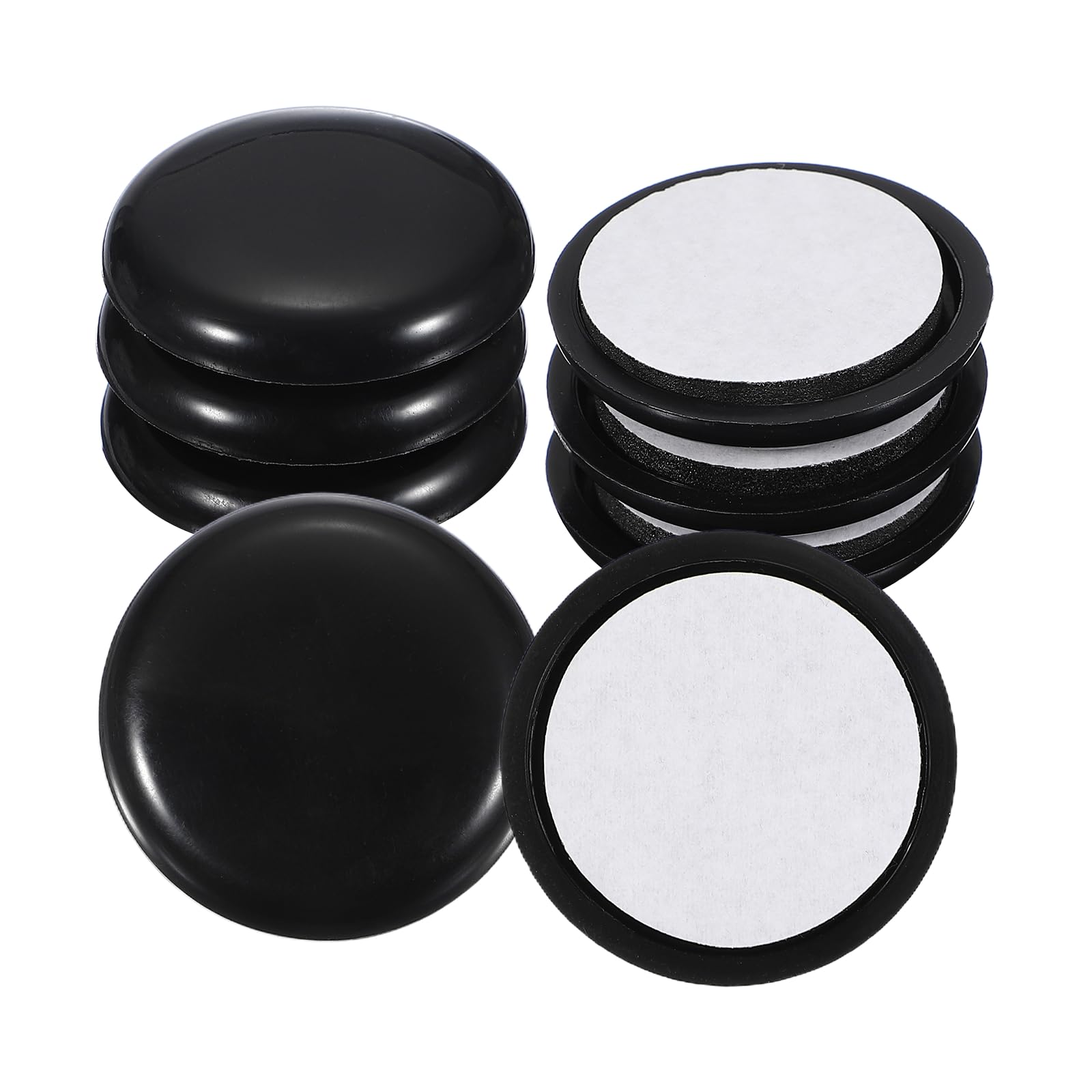 sourcing map 8 Pcs Plastic Furniture Sliders 1.3" Self-Adhesive Round Furniture Leg Protectors, Table Chairs Foot Cups Sliders Reusable Furnishing Movers for Carpet, Black