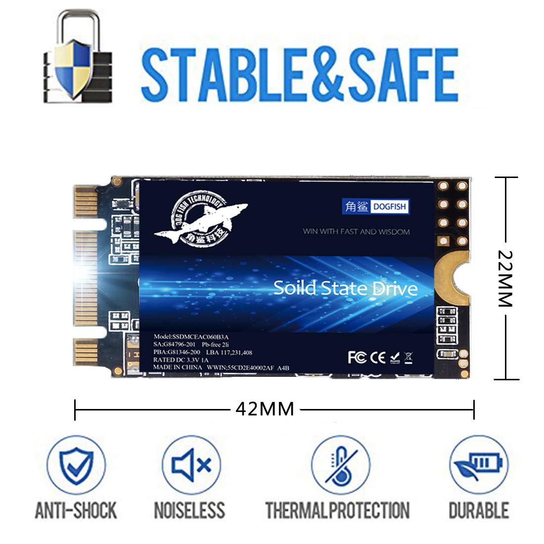 SSD 500GB m.2 2242 Dogfish S?ido Height PC Unit?a Stato Solido Integrata Interno MLC Desktop Laptop Hard Drive Disk m2