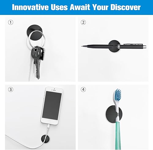 Miniatura 5 de Paquete de 12 clips para cables, organizador de cables adhesivos, clips de soporte de cables para escritorio, hogar, oficina, automóvil, cubículo