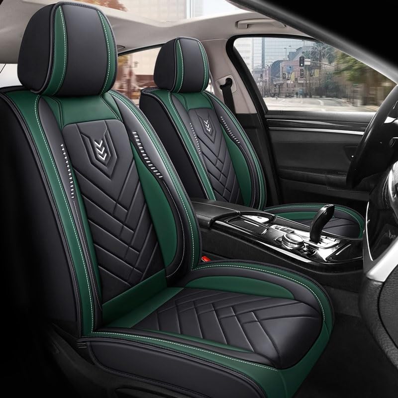 Housse de siège en cuir PU premium noir et vert pour l'habitacle de votre VW Golf