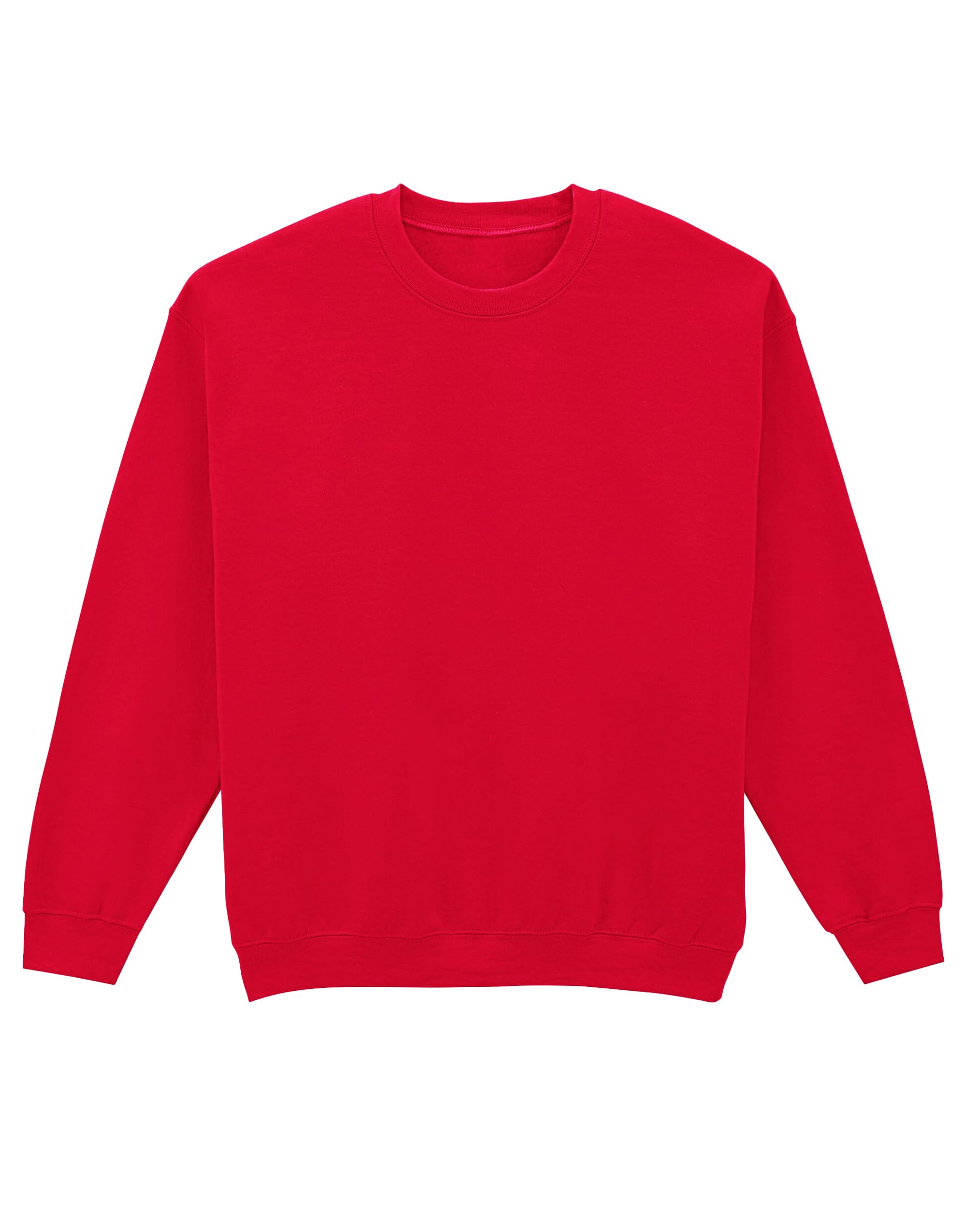 COOZO Men's Classic Crew Neck Sweatshirt – Red - XL