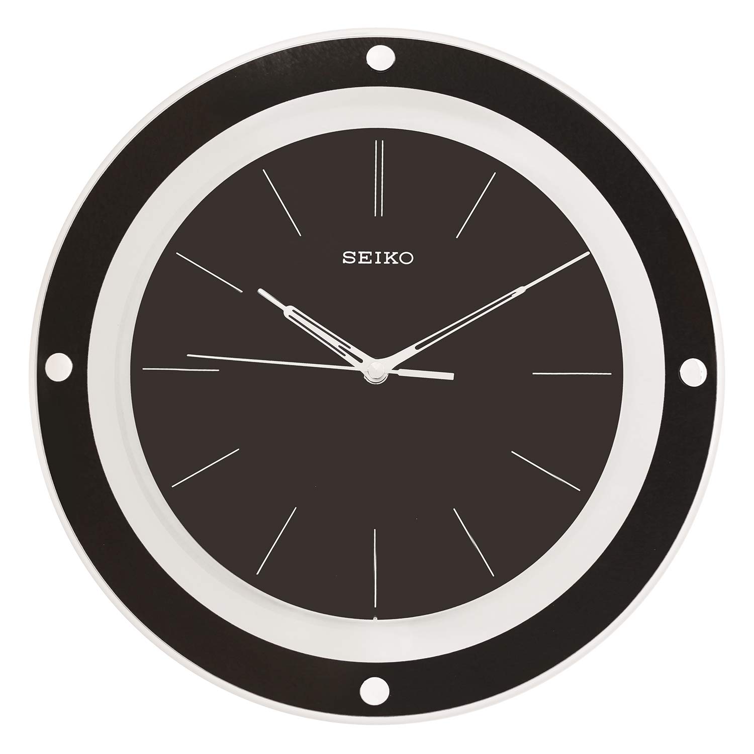 Seiko Elegant Round Black Plastic Analog Home Decor Wall Clock with Sweep Movement (Size: 32 x 3.2 x 32 CM | Weight: 900 gram | Color: Black)