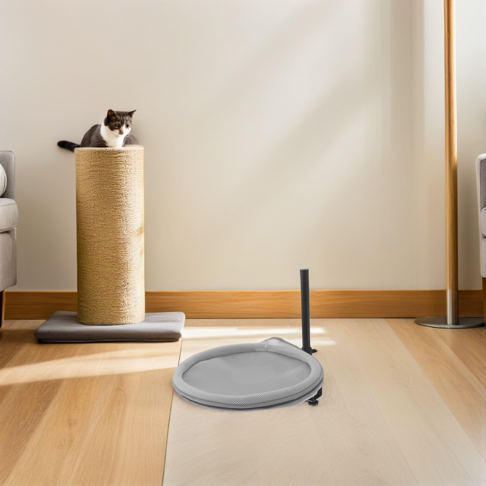 DOITOOL Lit pour Chat de Bureau Rotatif 360°, Hauteur Réglable, Métal