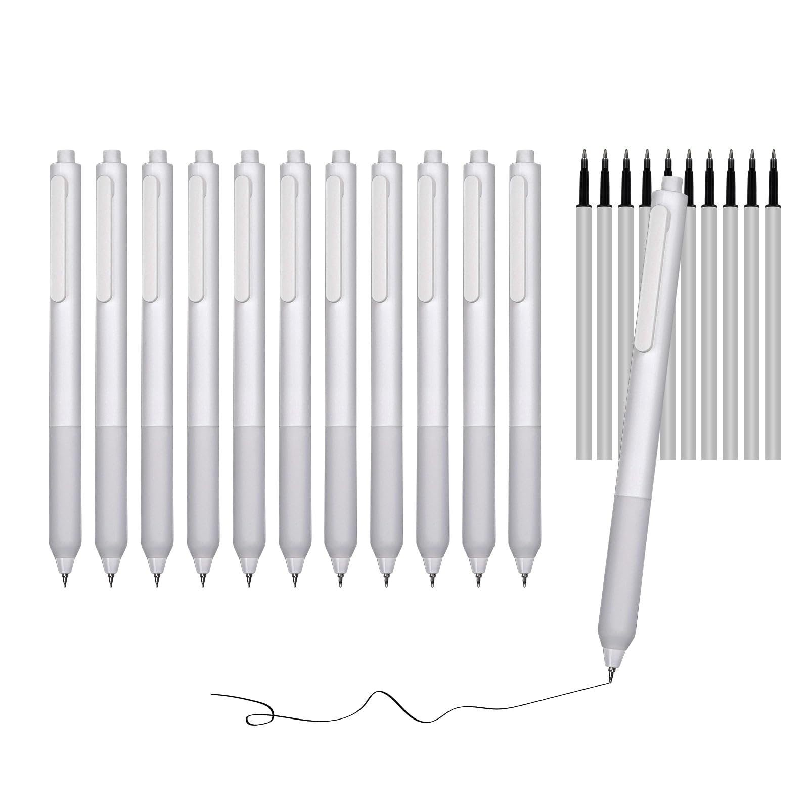 D dDraw 12 Pcs Ballpoint Pen Press Pen, 0.5mm Quick-Drying Gel Pens, Black Ink, Comfortable and Smooth