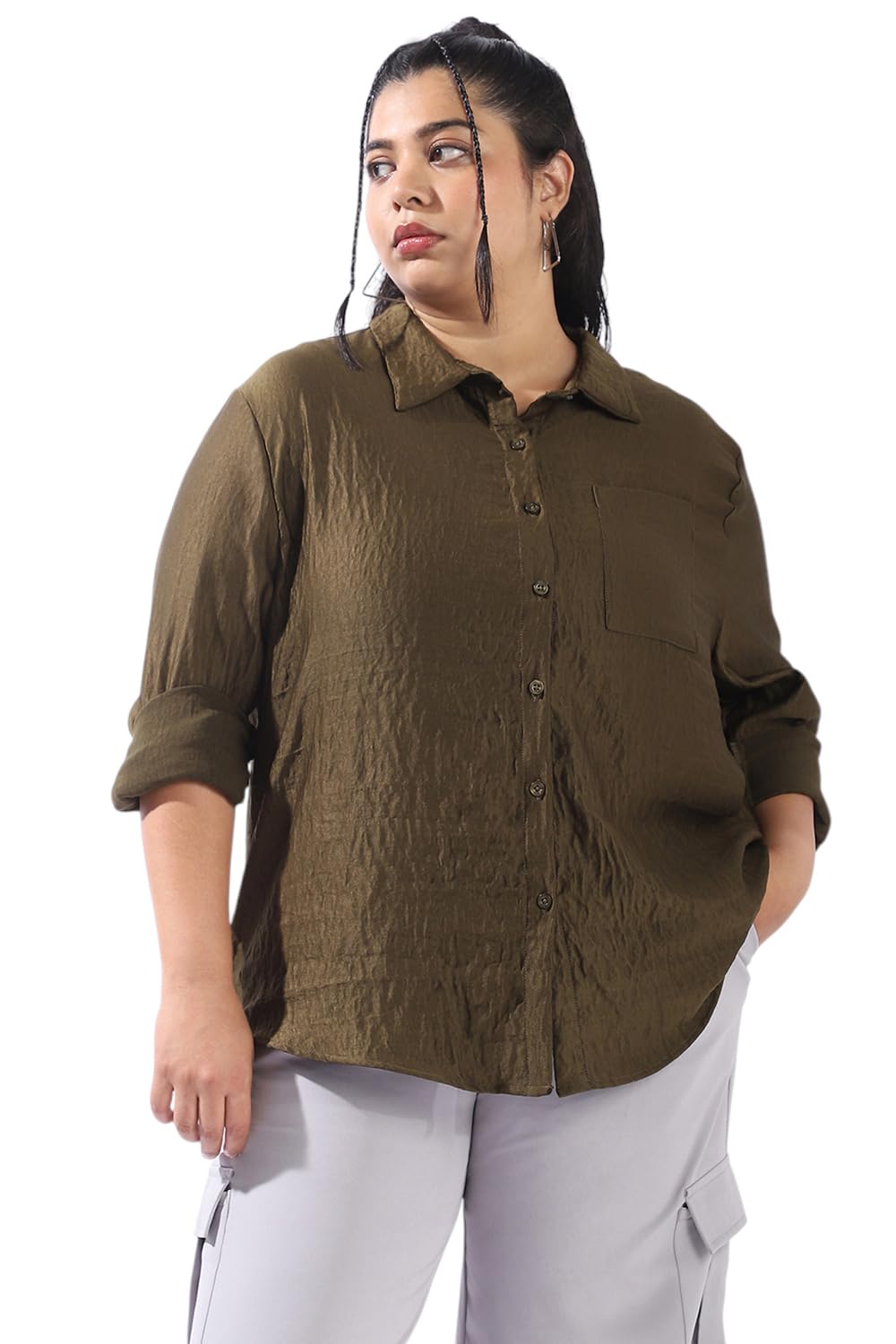 high star clothing High Star Women Plus Size Boxy Fit Spread Collar Long Sleeves Shirt-picture-20