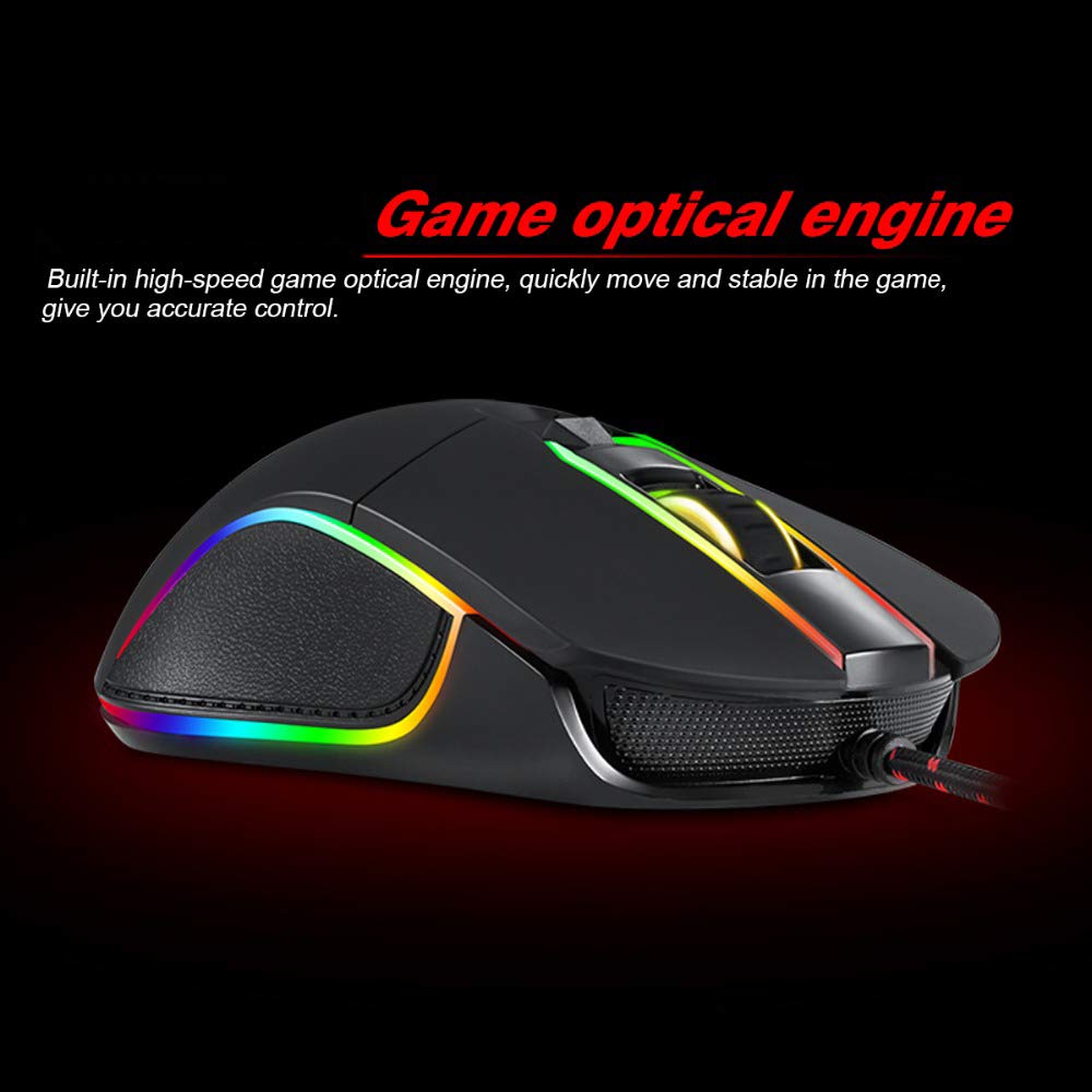 Yanghao Gaming Mouse Multi-Function Gioco dell'ufficio Notebook Mouse USB Ottico con Filo Regolabile 3500DPI ergonomico RGB Mouse