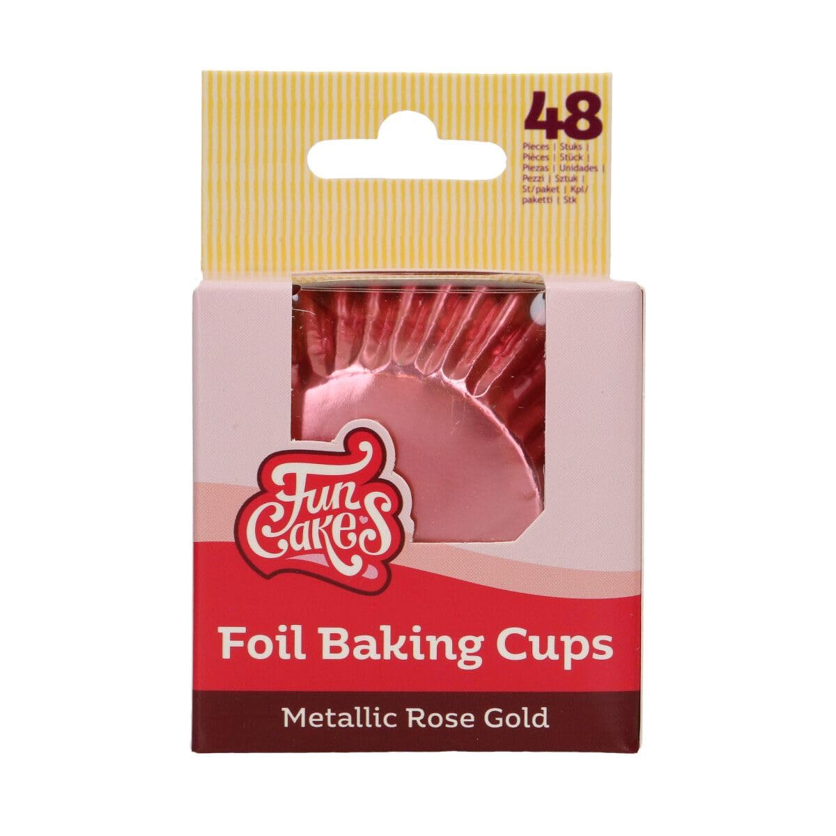 FunCakes Foil Baking Cups Metallic Rose Gold, Cupcake Cases for Baking Greaseproof Baking Cups Firm Foil Paper for Cupcakes, Muffins, Brownies and More, 48-Piece