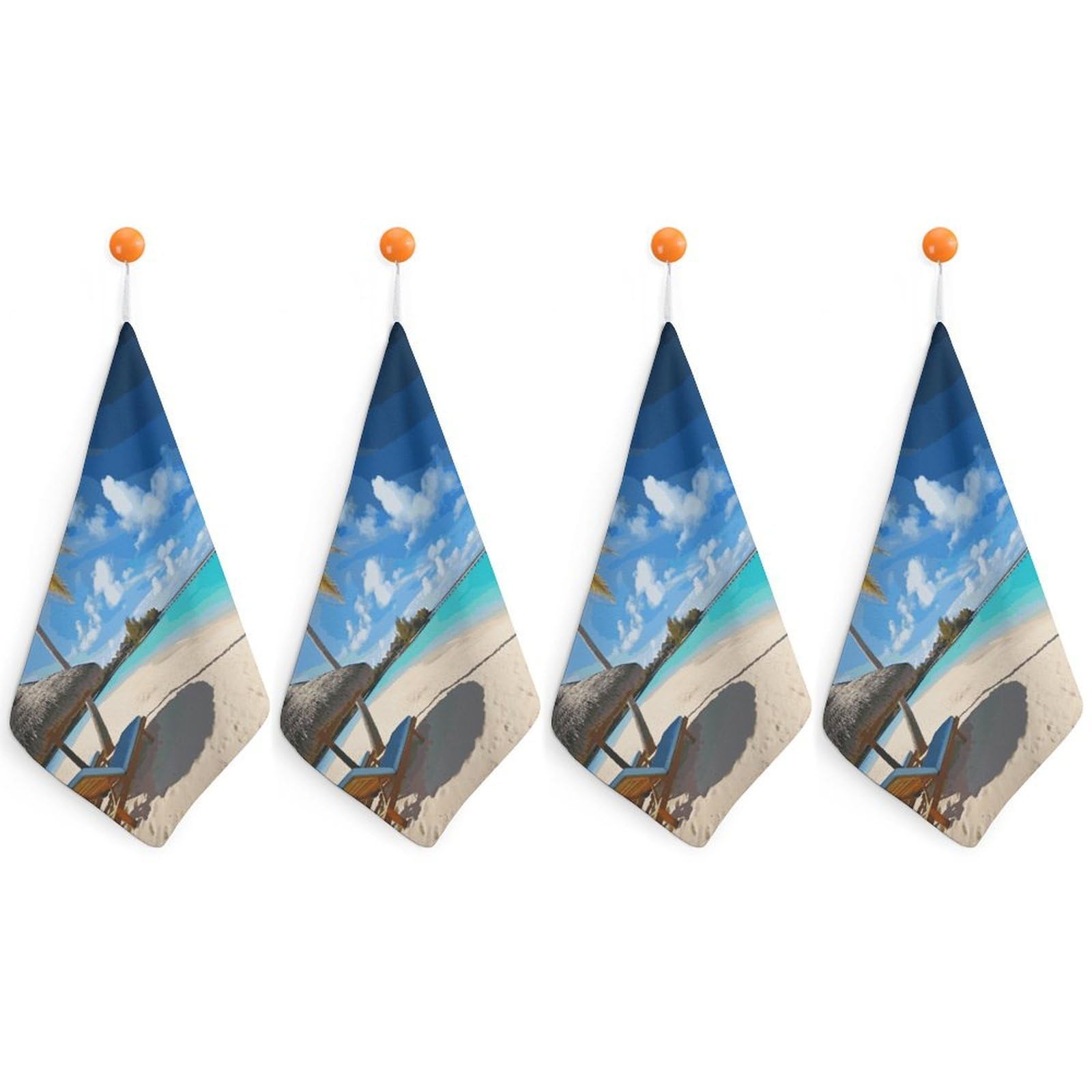 LDGSUPH Tropical Beach Hand Towels Fashion Hand Face Towel with Hanging Strap Absorbent Soft Decorative Towel Fade Resistant Cozy Face Cloths for Kitchen Gym Bathroom Towels 4PCS