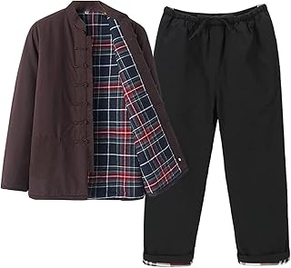 Traje de sabor chino para hombres Kung Fu Ropa gruesa Tops calientes Pantalones Martiales Uniformes tradicionales M-4XL