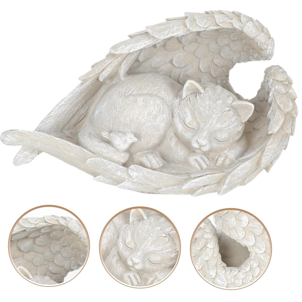 ZHjuju Cat Memorial Stone,Cat Angel Memorial Statue Memorial Stone Cat with Angel Wings Resin Statue Cat Figurines is Placed in The Outdoor Garden or Tombstone,Cat Statue Resin - Image 3