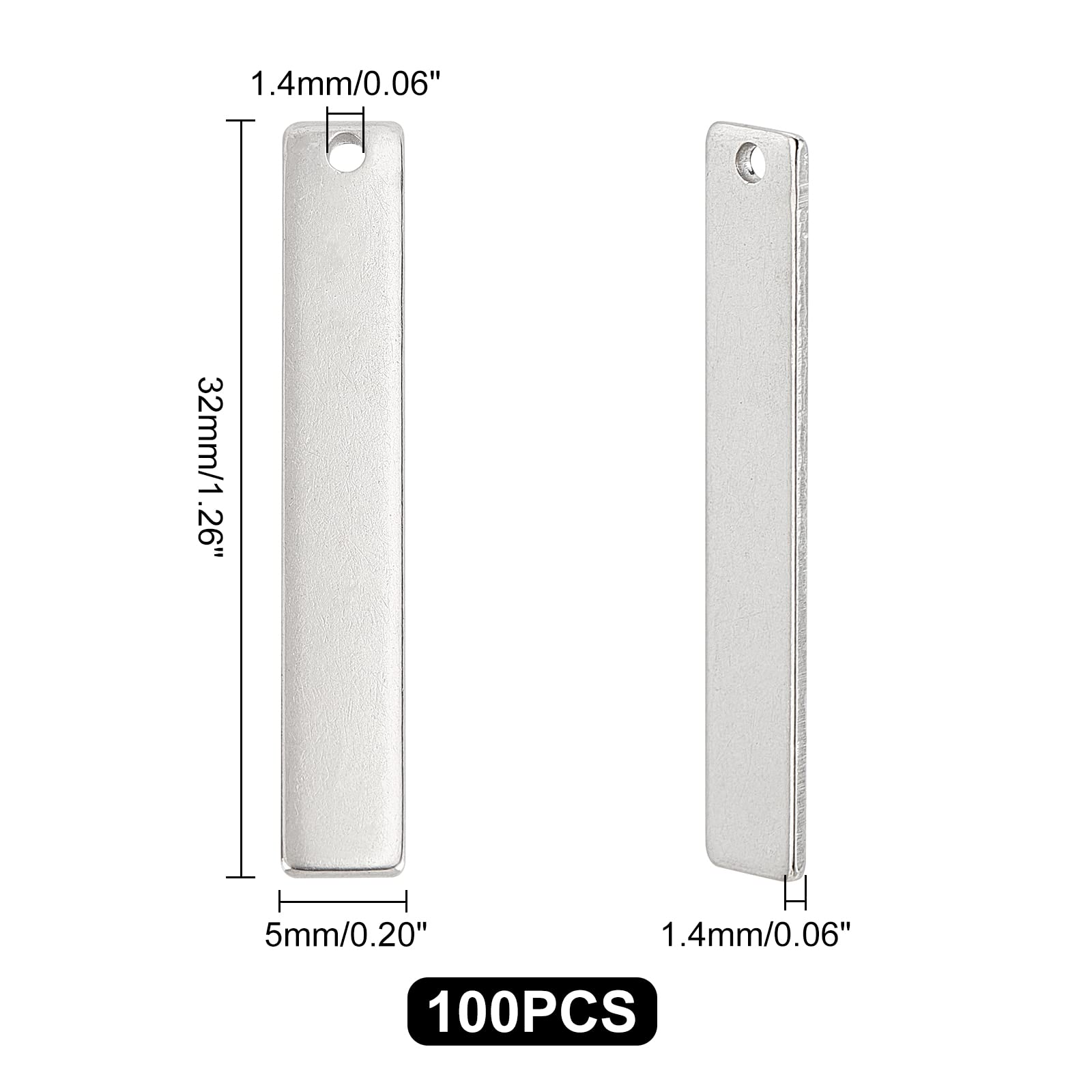 UNICRAFTALE 100Pcs Stainless Steel Rectangle Tag Charms, 32x5x1mm, Blank Tag Pendants for Jewelry Making - Image 2
