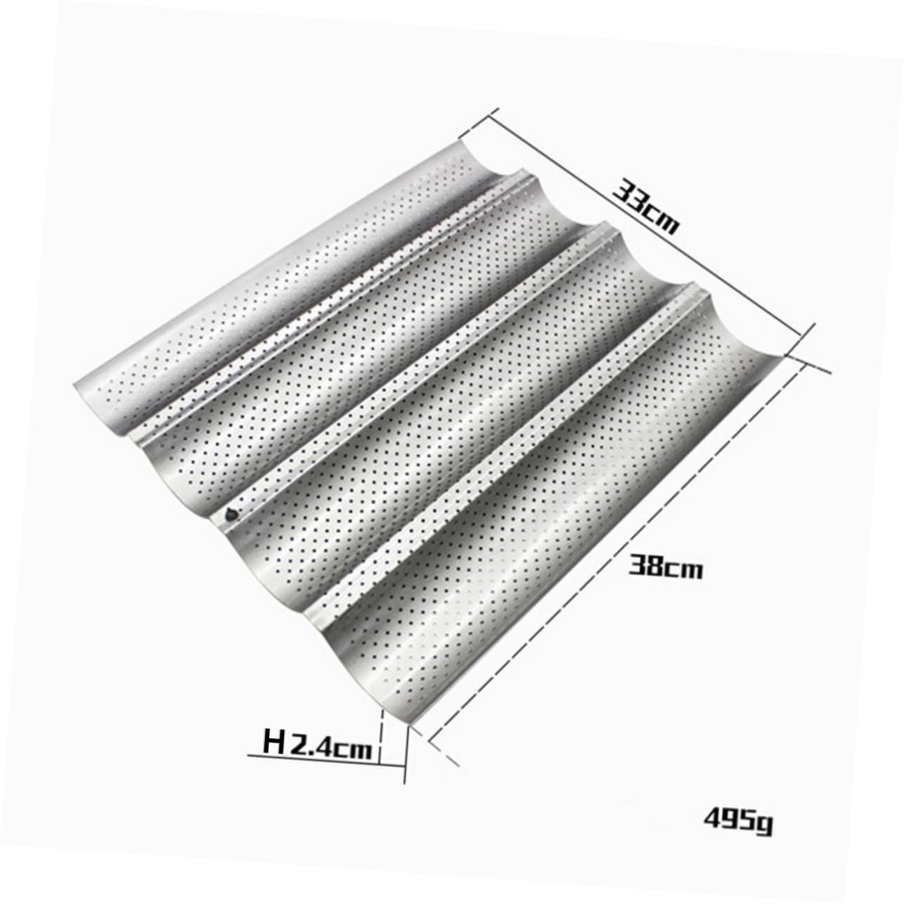 Unomor Non-stick French Bread Baking 4 Loaf Wave Baker Pan Dishwasher Safe Easy Demolding Cleaning Silver