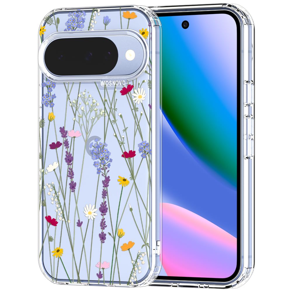 MOSNOVO Case for Google Pixel 9 & Pixel 9 Pro, [Buffertech 6.6ft Military-Grade Drop Protection] [Anti Peel Off Tech] Clear TPU Bumper Phone Case Cover Design - Great Wave — view 110