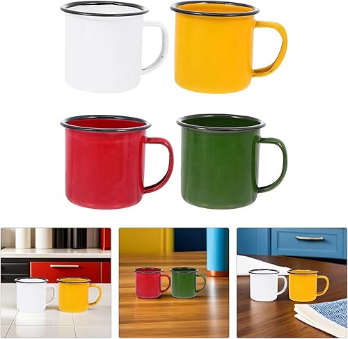 Miniatura 9 de Juego de tazas de agua de café retro para té, tazas de esmalte vintage, juego de 4 tazas de esmalte